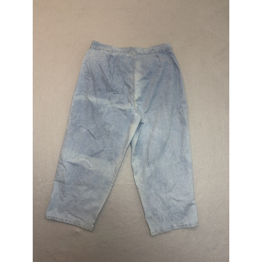 90s Bill Blass Women 12 Light Wash Floral Embroidered Cropped Stretch Denim - Picture 8 of 8